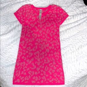Pink and silver leopard sweater dress